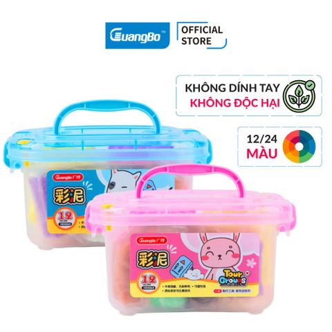 Bộ đất nặn GuangBo 12/24 màu kèm khuôn hộp chữ nhật trong H04064/H04065