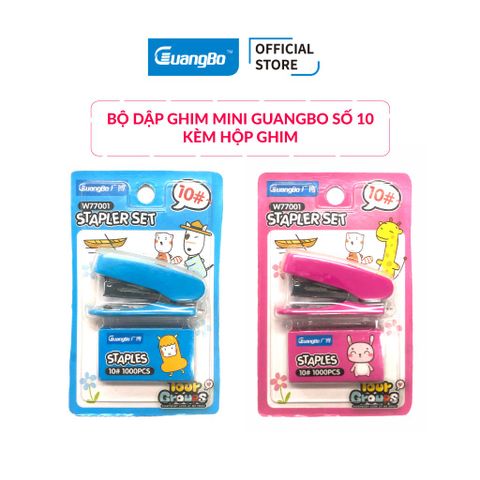 Bộ dập ghim mini Guangbo số 10 kèm hộp ghim W77001