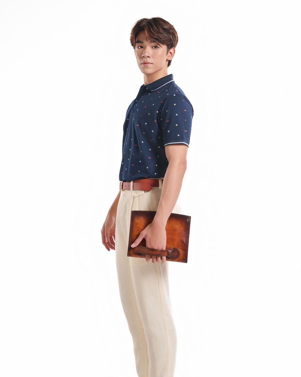 Áo Thun Nam Cotton Xanh Họa Tiết Nhiều Màu Casual Menswear