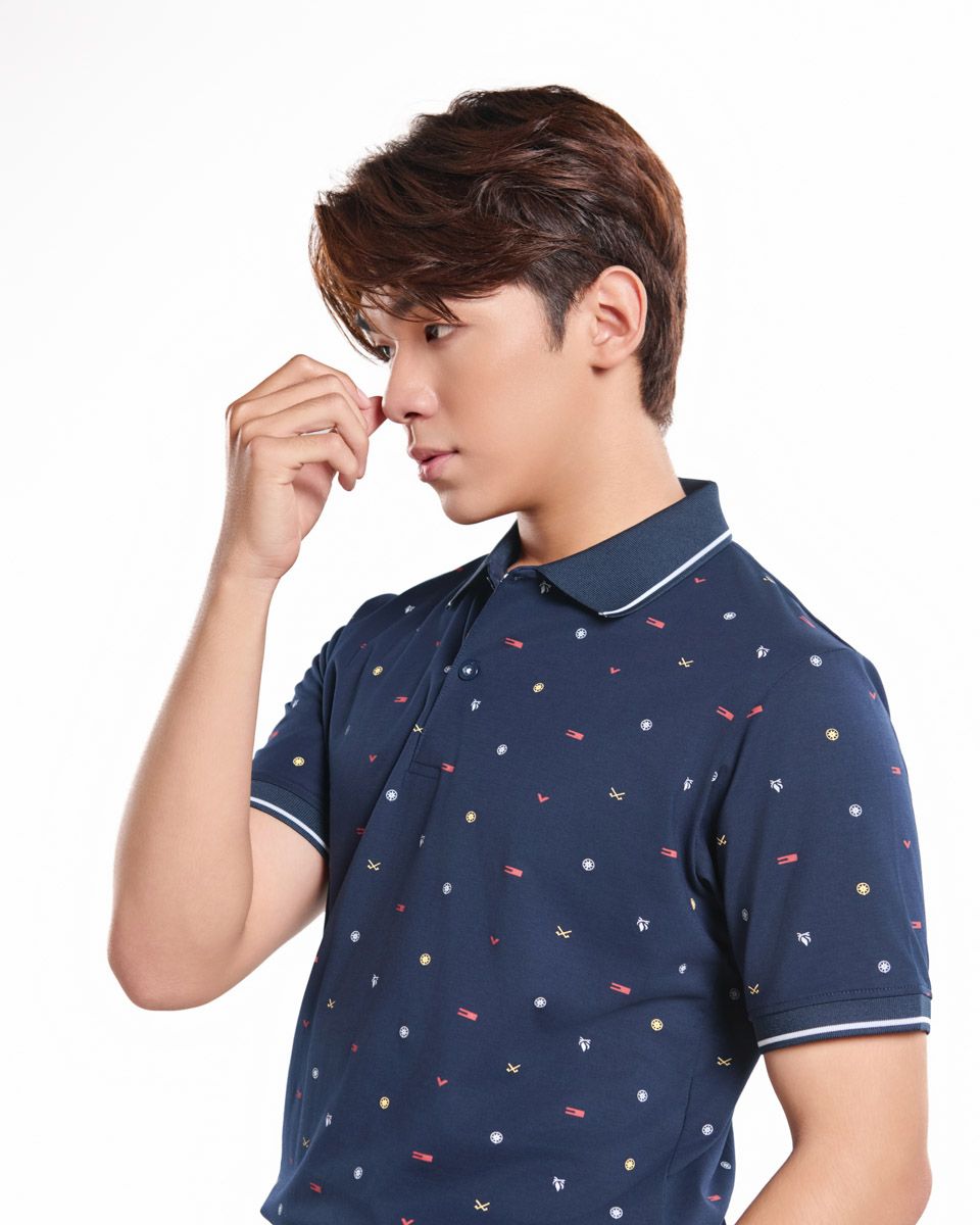 Áo Thun Nam Cotton Xanh Họa Tiết Nhiều Màu Casual Menswear