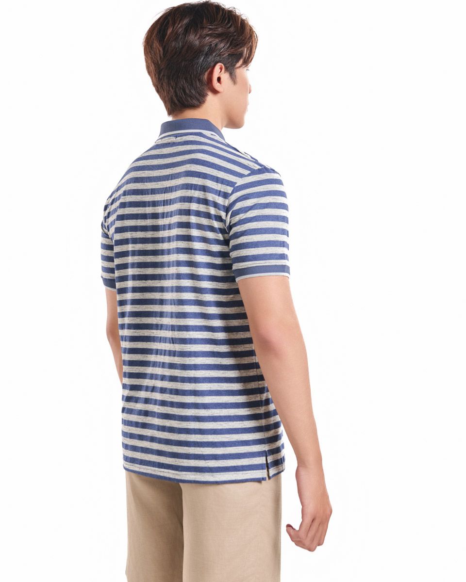 Áo Thun Nam Cotton Xanh Xám Có Cổ