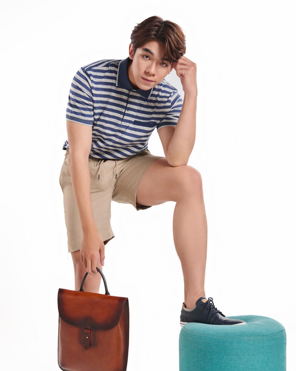 Áo Thun Nam Cotton Xanh Xám Có Cổ