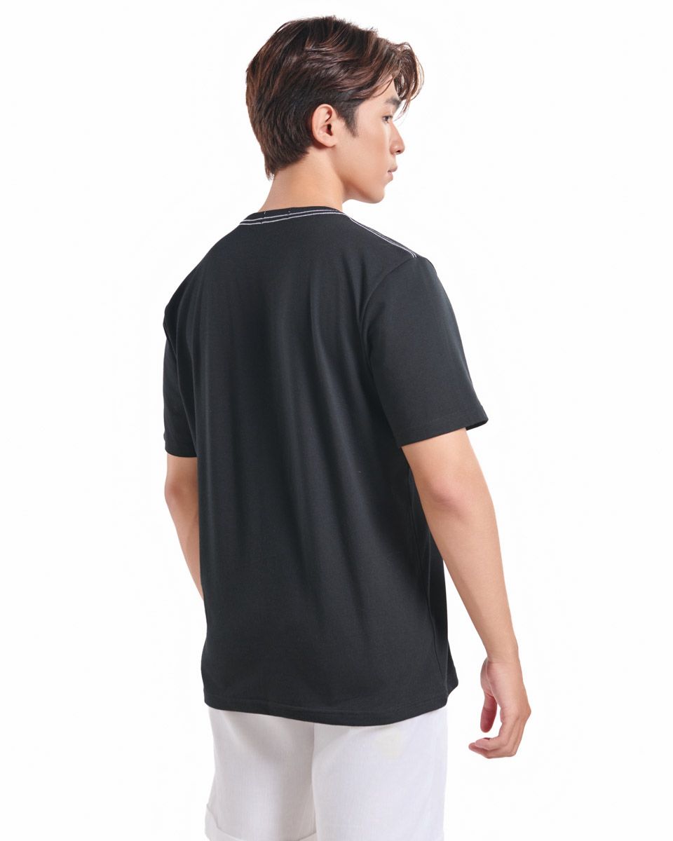 Áo Thun Cổ Tròn Đen In Chữ