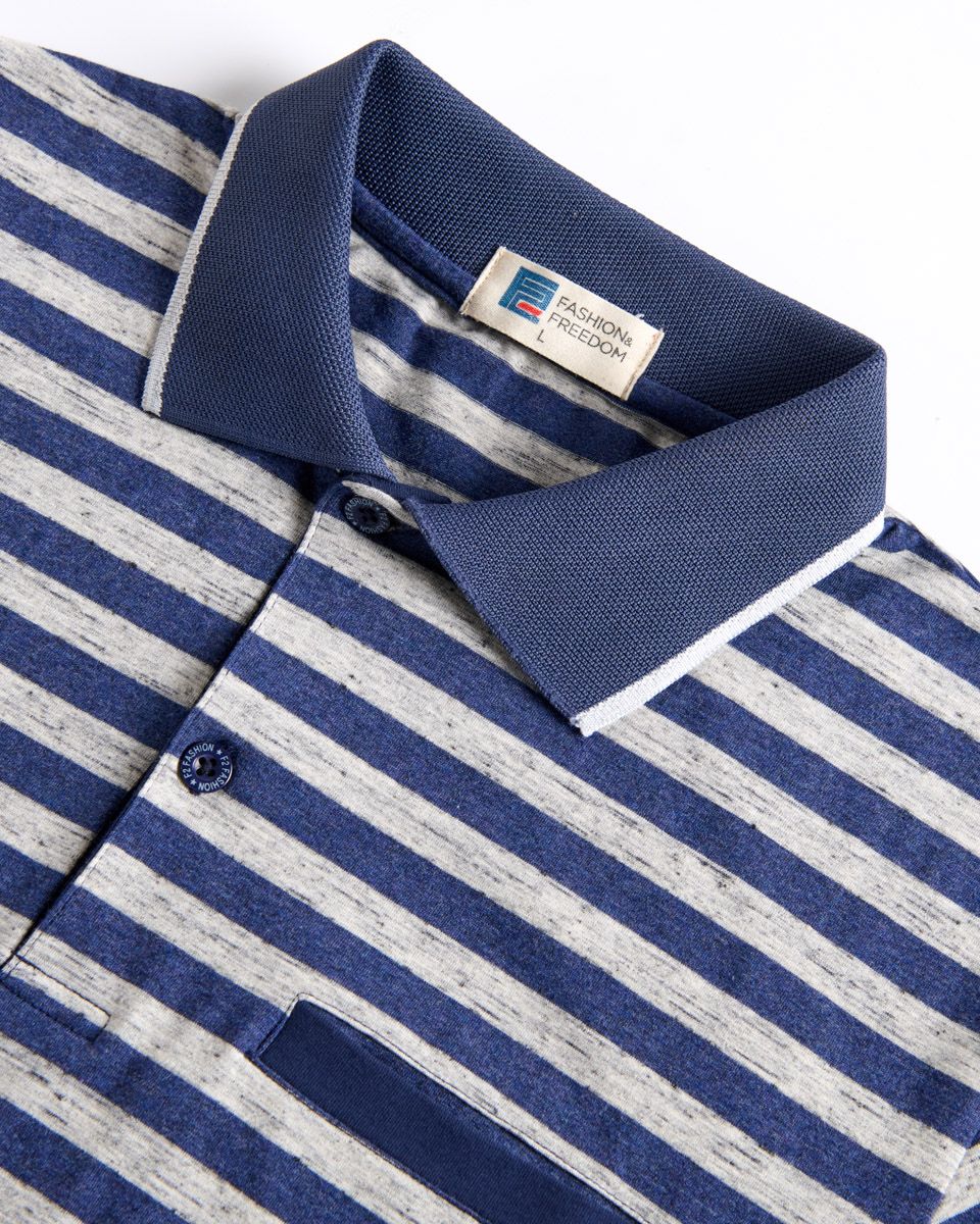 Áo Thun Nam Cotton Xanh Xám Có Cổ