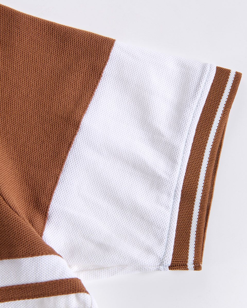 Áo Thun Nam Cotton Nâu Phối Trắng Casual Menswear