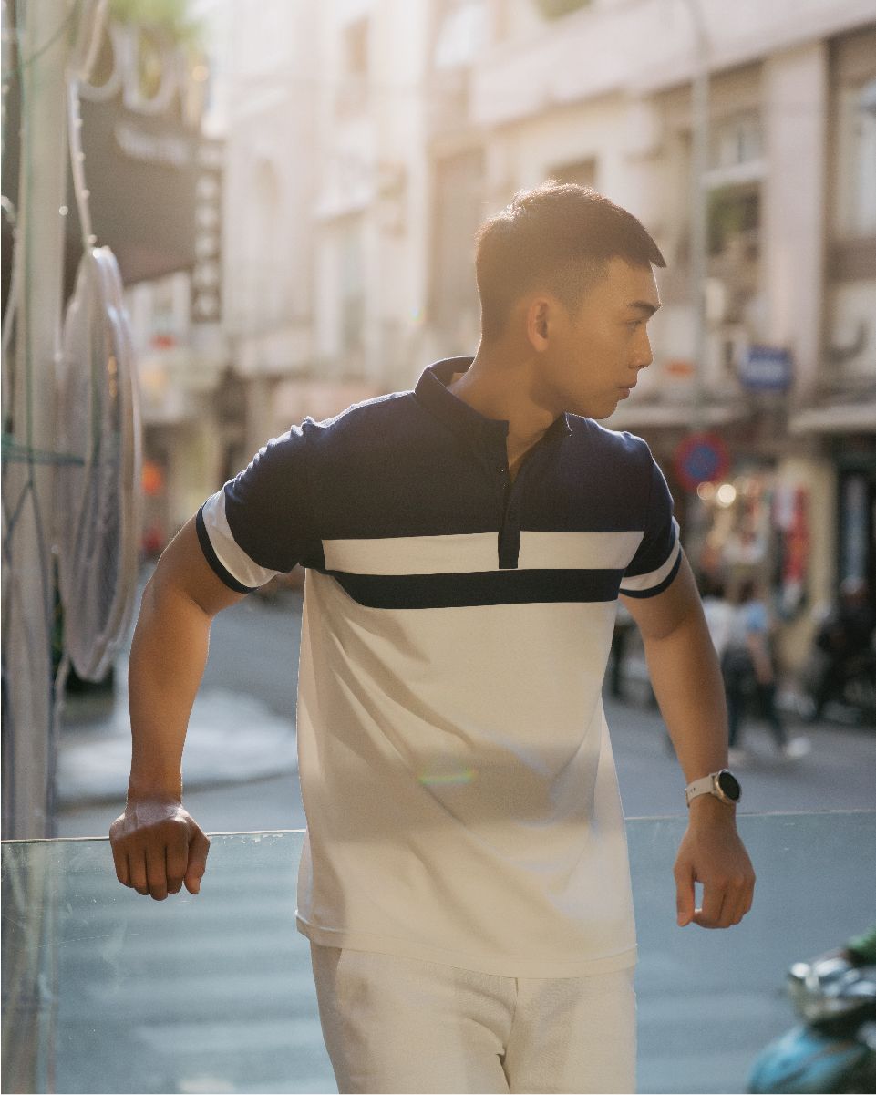 Áo Thun Nam Cotton Có Cổ Trắng Casual Menswear