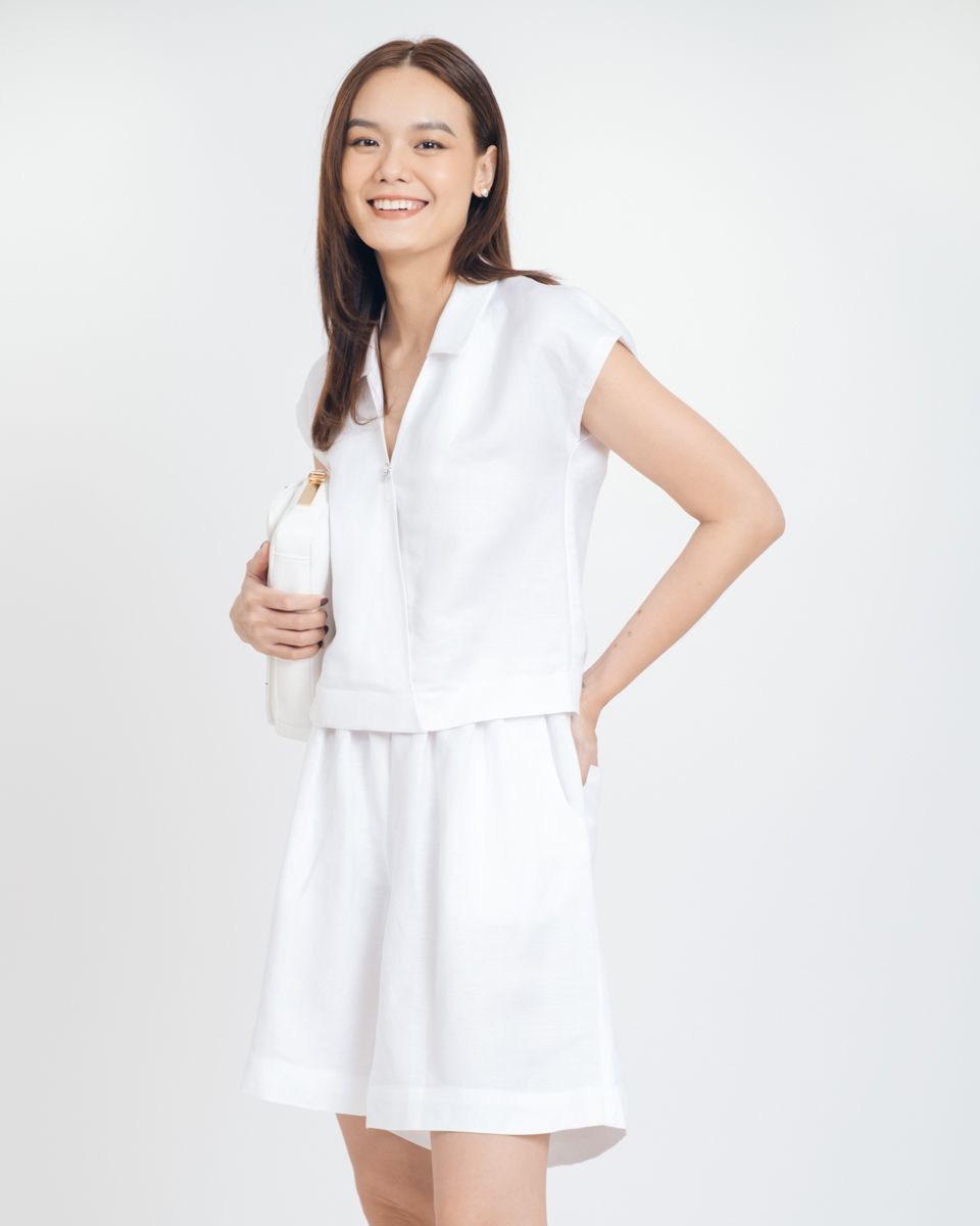 Quần Short Linen Trắng Brighter Day