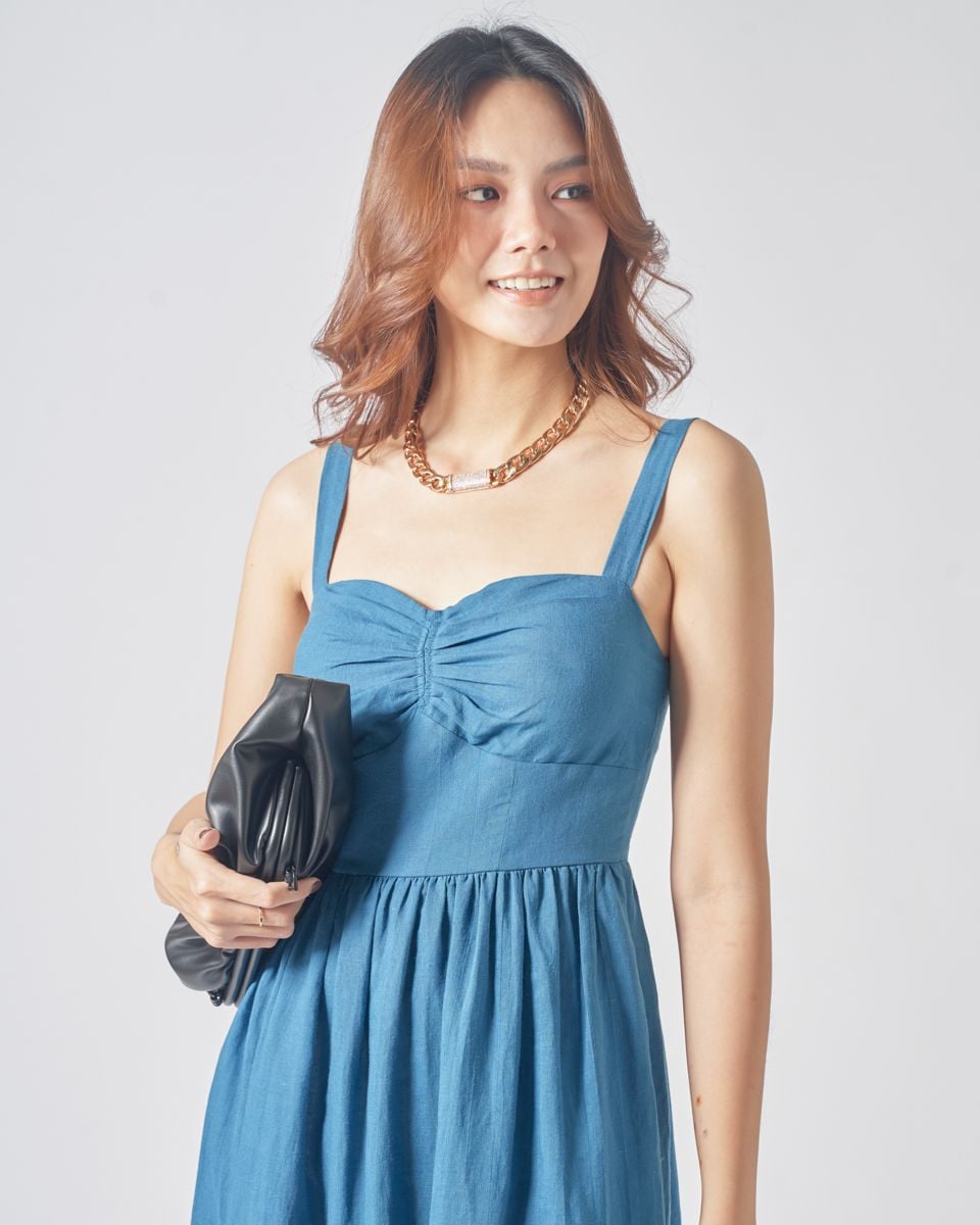 Đầm Linen Xanh Hai Dây