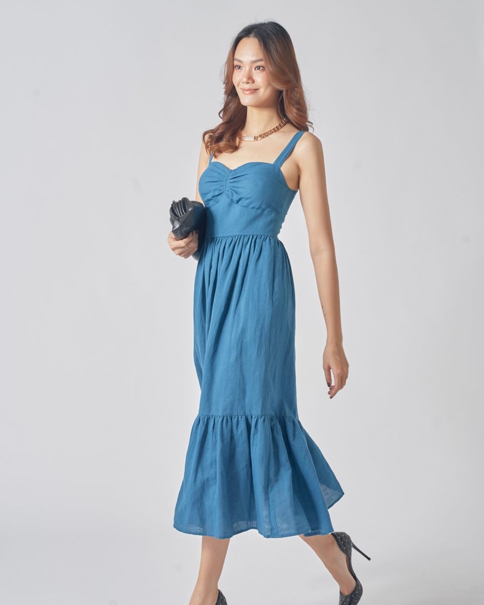 Đầm Linen Xanh Hai Dây