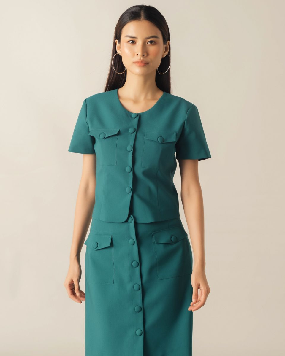 Áo Kiểu Gold Viscosa Xanh Lá Key Colour Trends