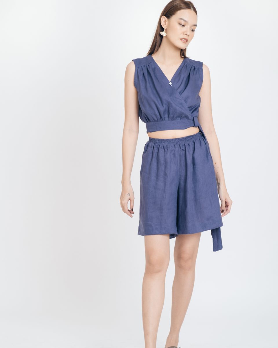 Quần Short Linen Xanh Tím Brighter Day