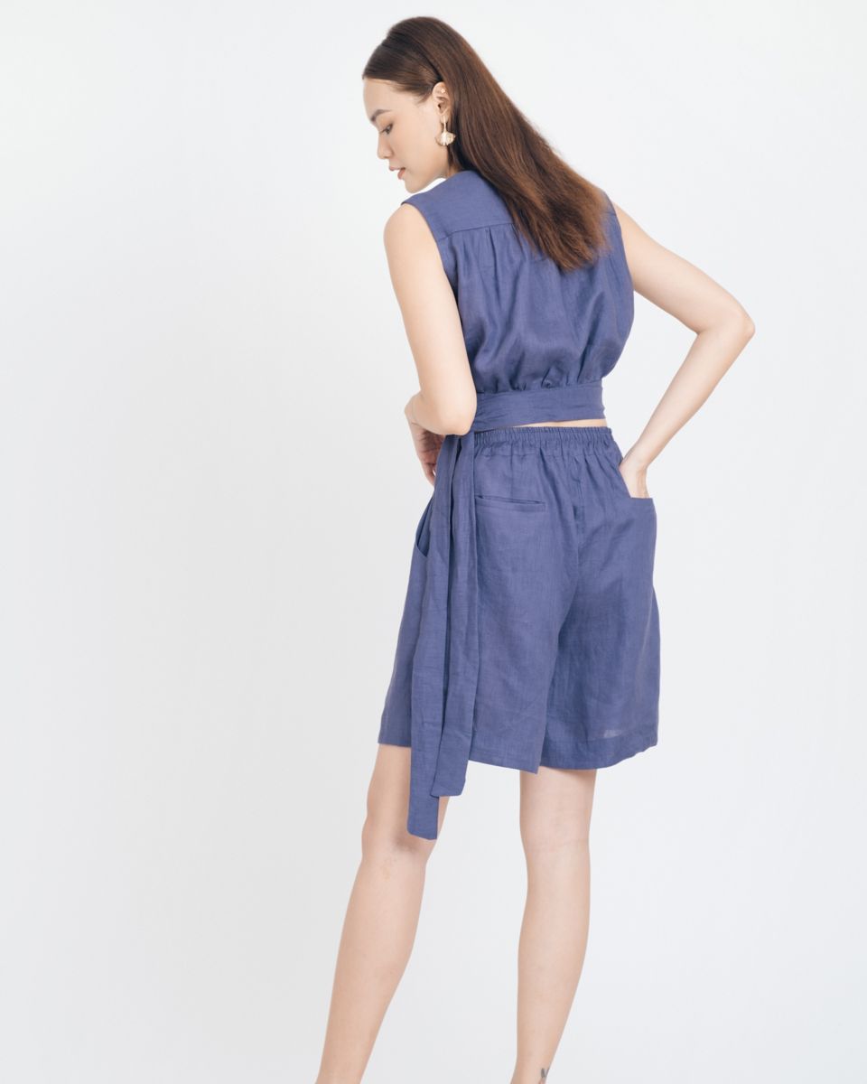 Quần Short Linen Xanh Tím Brighter Day