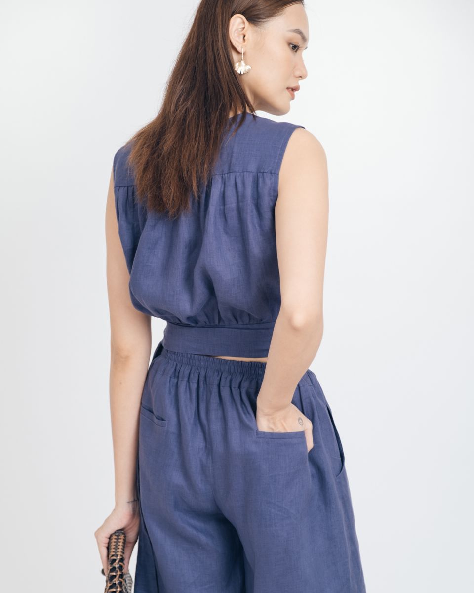 Quần Short Linen Xanh Tím Brighter Day