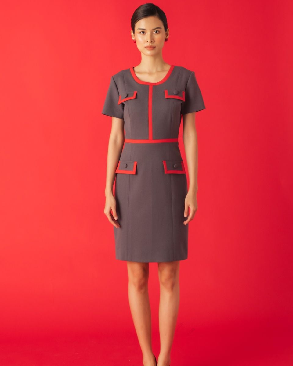 Đầm Ruby Xám Đỏ Key Colour Trends