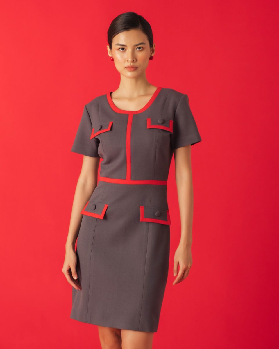 Đầm Ruby Xám Đỏ Key Colour Trends