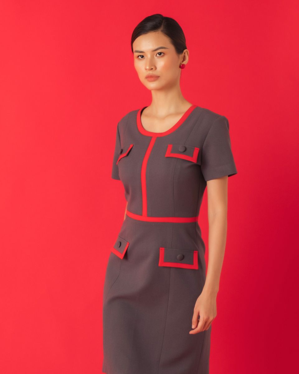 Đầm Ruby Xám Đỏ Key Colour Trends