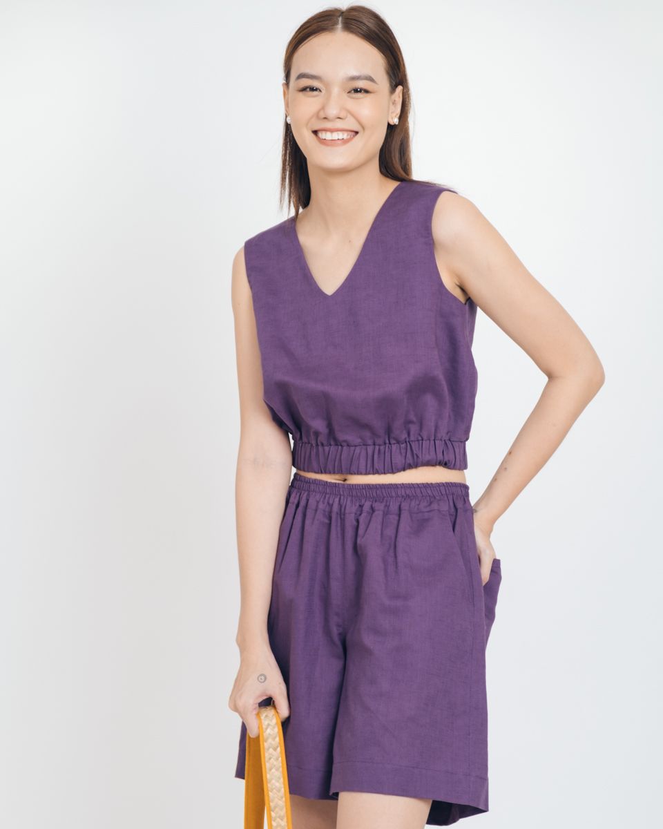 Quần Short Linen Tím Brighter Day