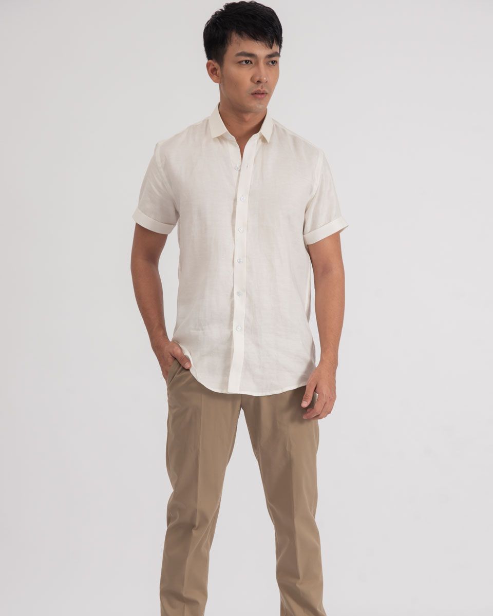 Áo Sơ Mi Nam Linen Trắng