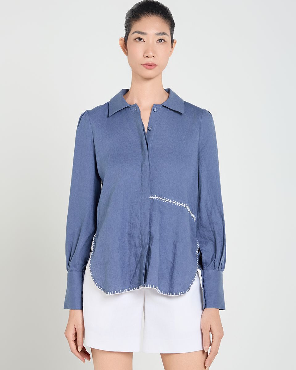 Áo Sơ Mi Linen Xanh A Touch Of Effortless Elegance