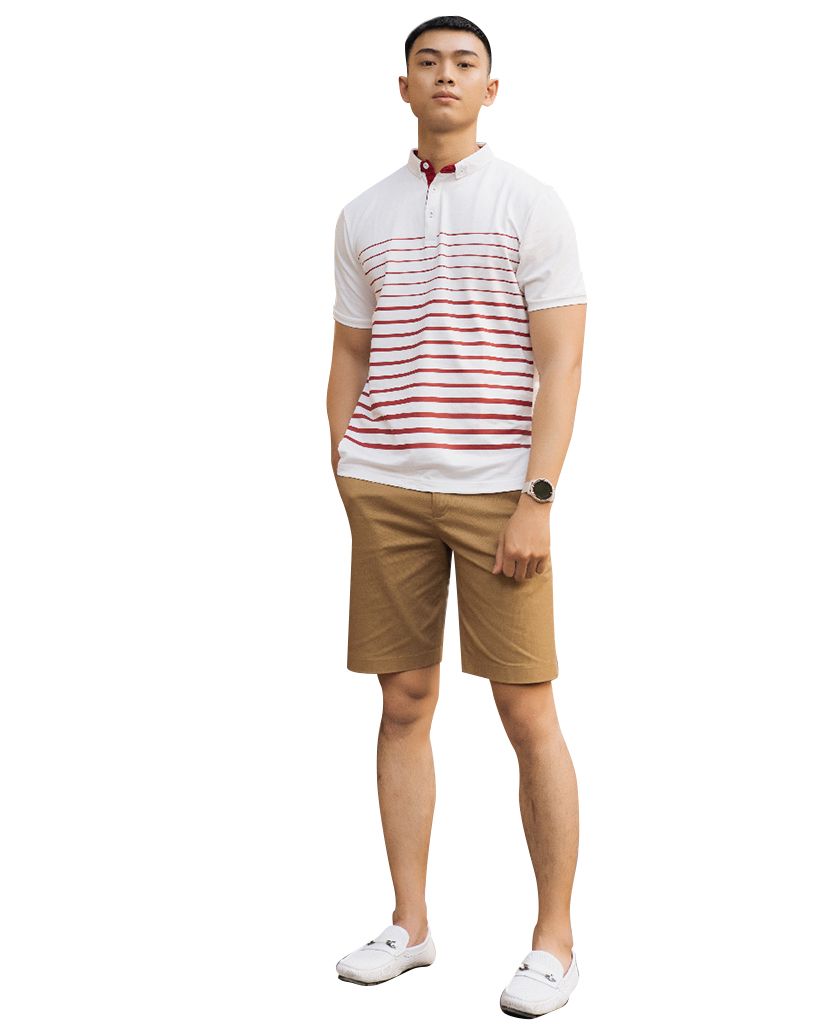 Áo Thun Nam Cotton Có Cổ Sọc