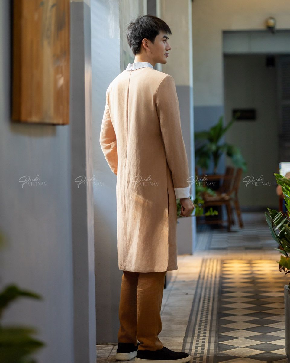 Áo Dài Nam Linen Cà Phê Sữa