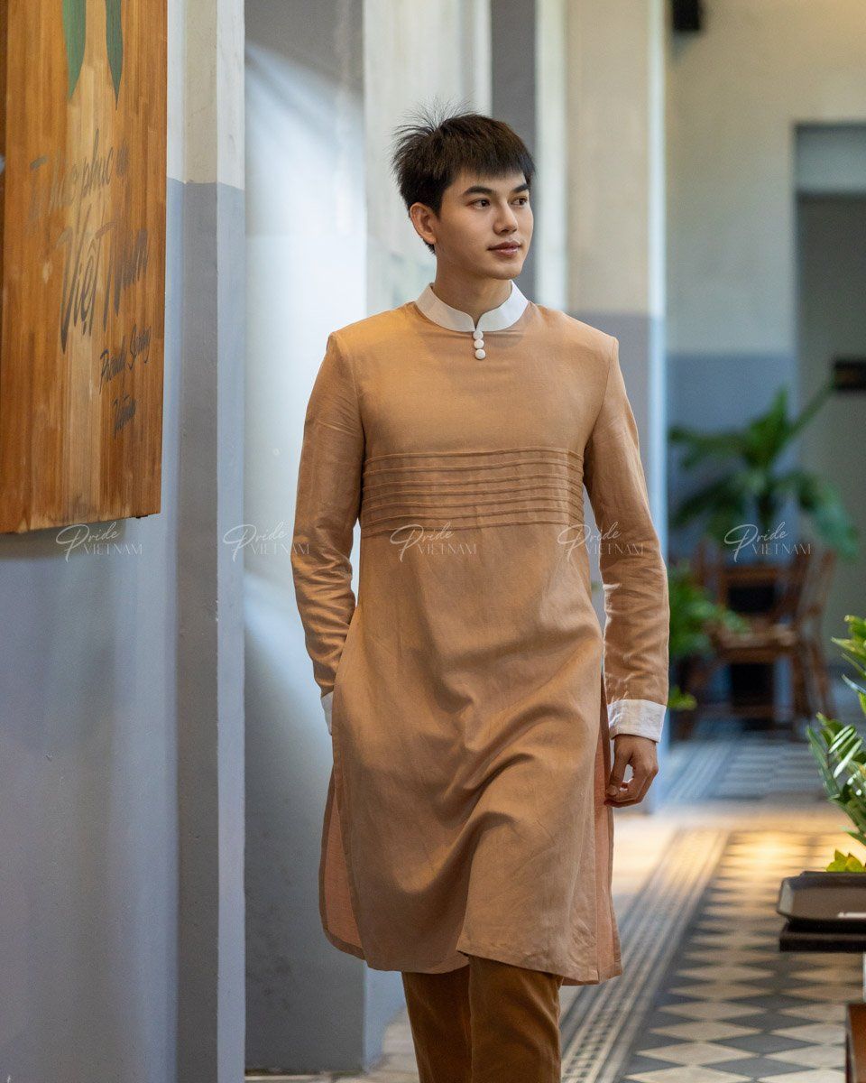 Áo Dài Nam Linen Cà Phê Sữa