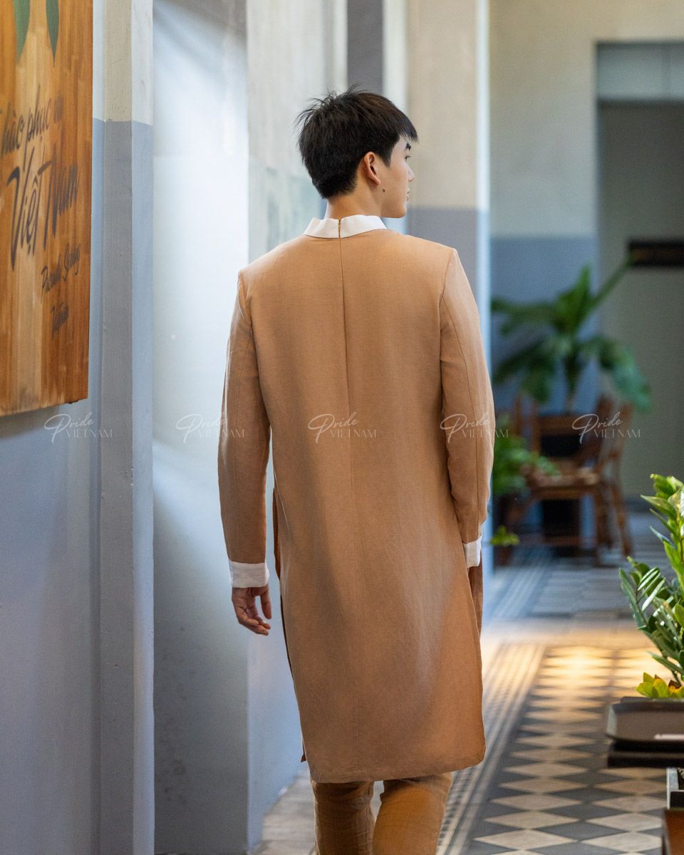 Áo Dài Nam Linen Cà Phê Sữa