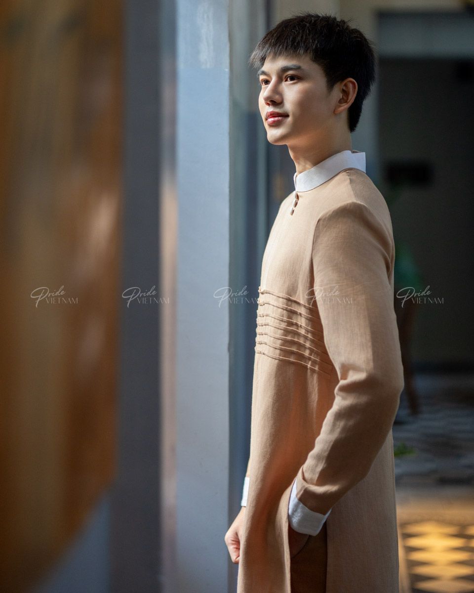 Áo Dài Nam Linen Cà Phê Sữa