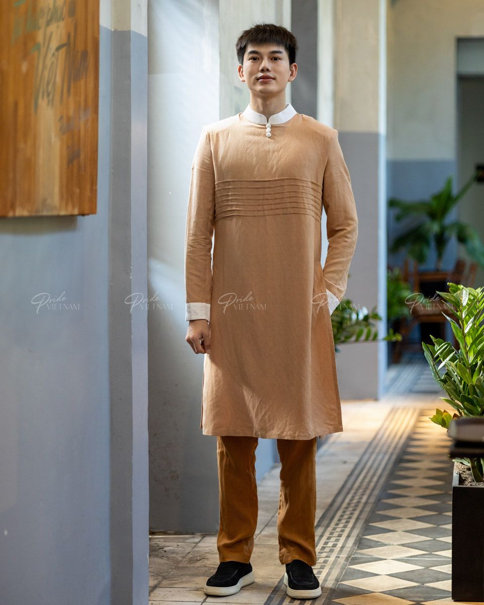 Áo Dài Nam Linen Cà Phê Sữa