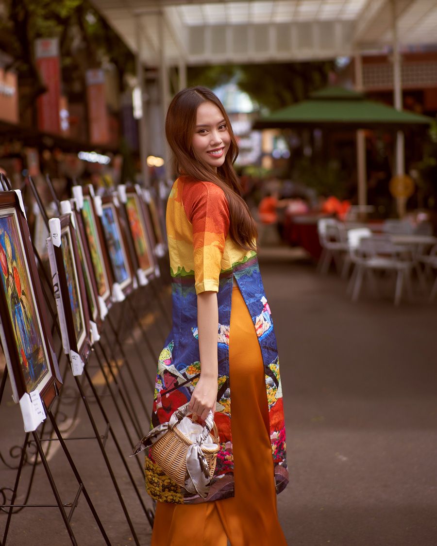 Quần Áo Dài Lụa Cam Đât Hồn Việt