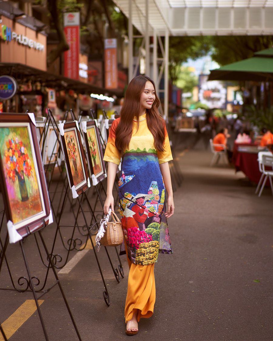 Quần Áo Dài Lụa Cam Đât Hồn Việt