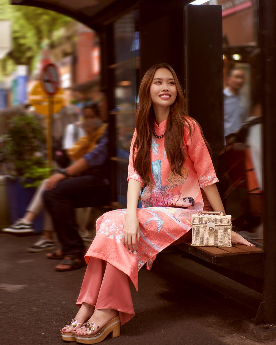 Quần Áo Dài Lụa Hồng Dâu Hương Xuân