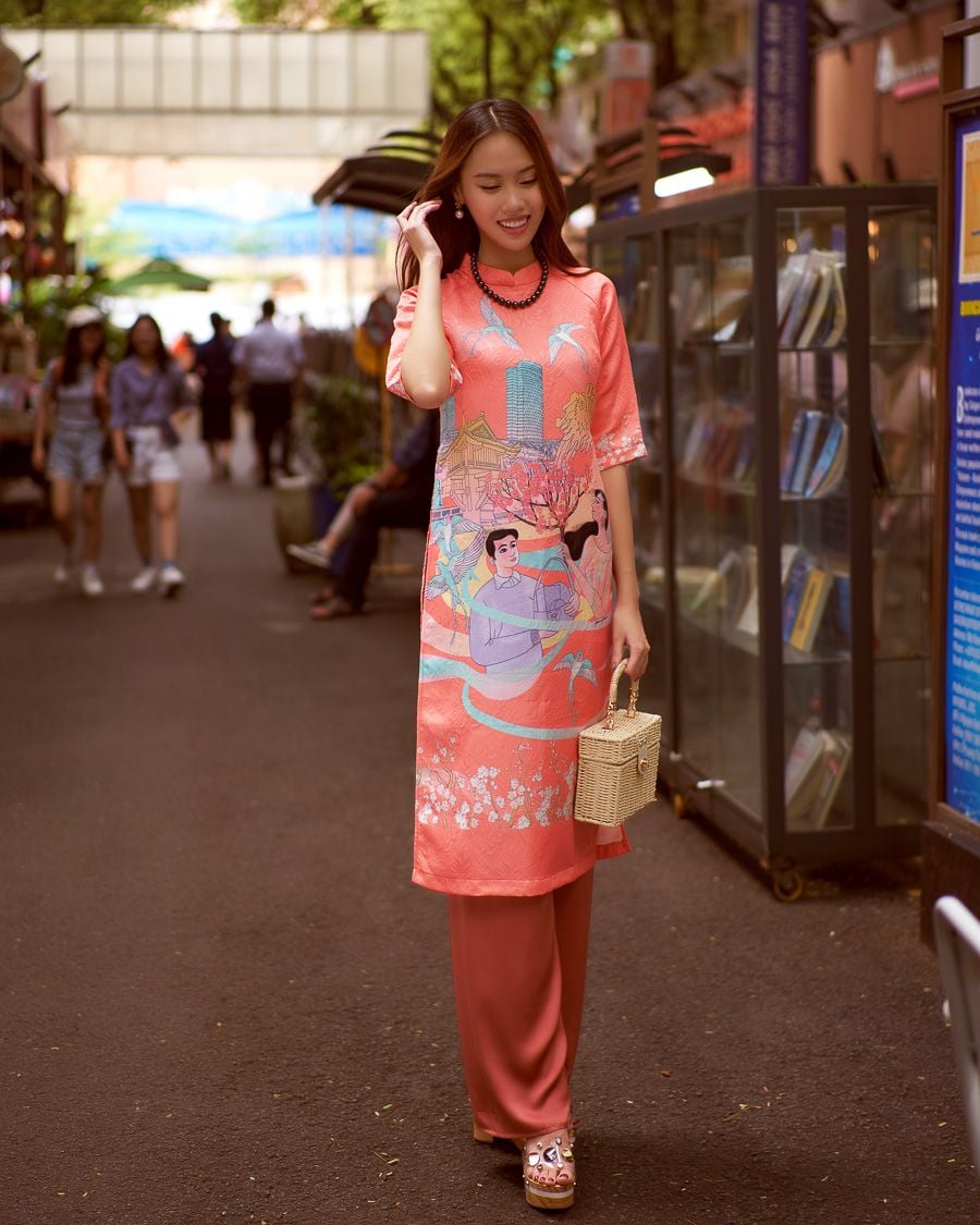 Quần Áo Dài Lụa Hồng Dâu Hương Xuân