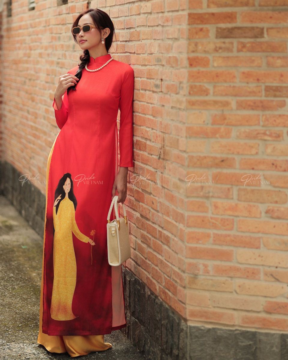 Áo Dài Lụa Cam Gems Of VietNam