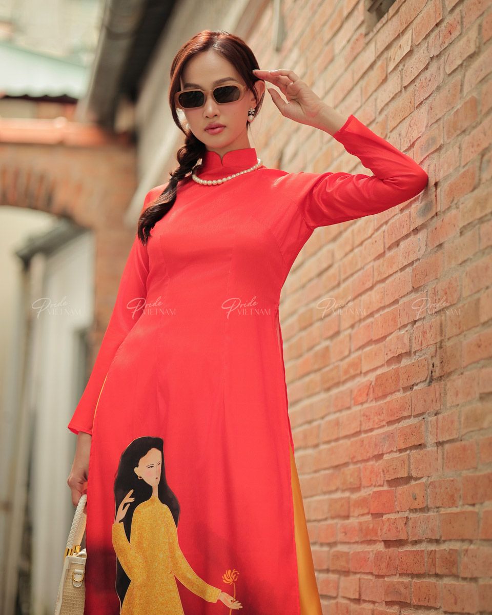 Áo Dài Lụa Cam Gems Of VietNam