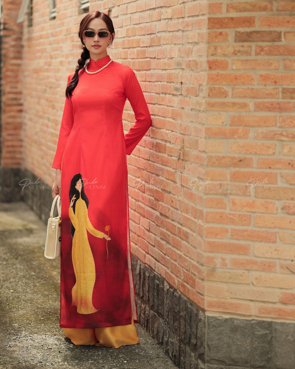 Áo Dài Lụa Cam Gems Of VietNam