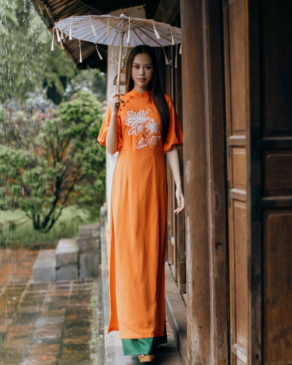 Quần Áo Dài Linen Xanh Lá