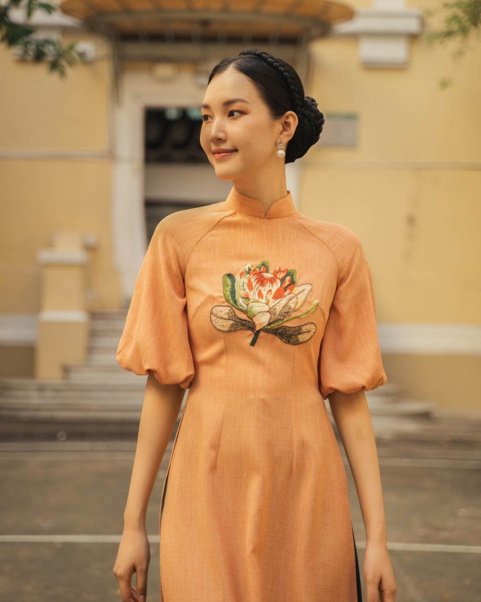 Áo Dài Nữ Linen Cam Pride Việt Nam