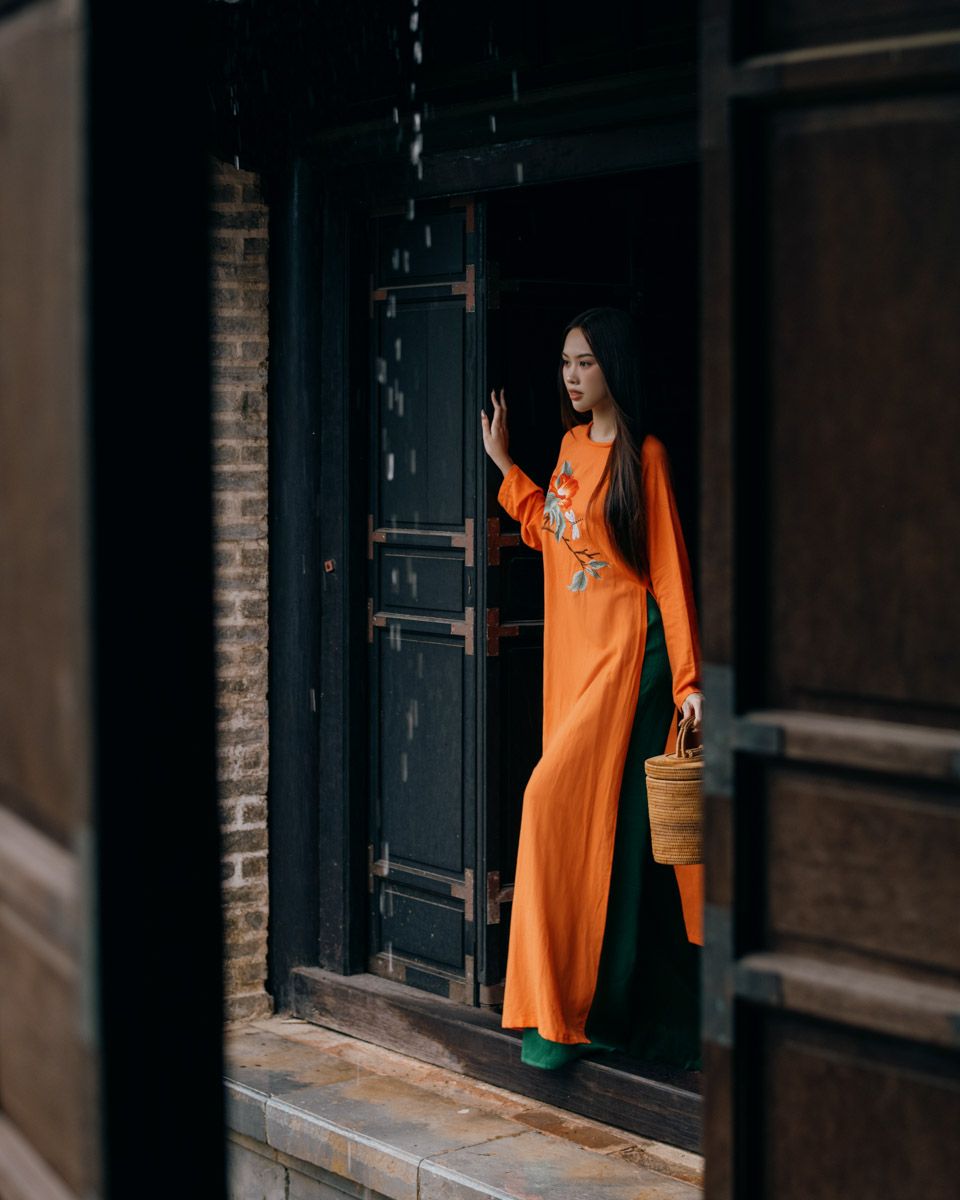 Áo Dài Nữ Linen Cam Pride Việt Nam