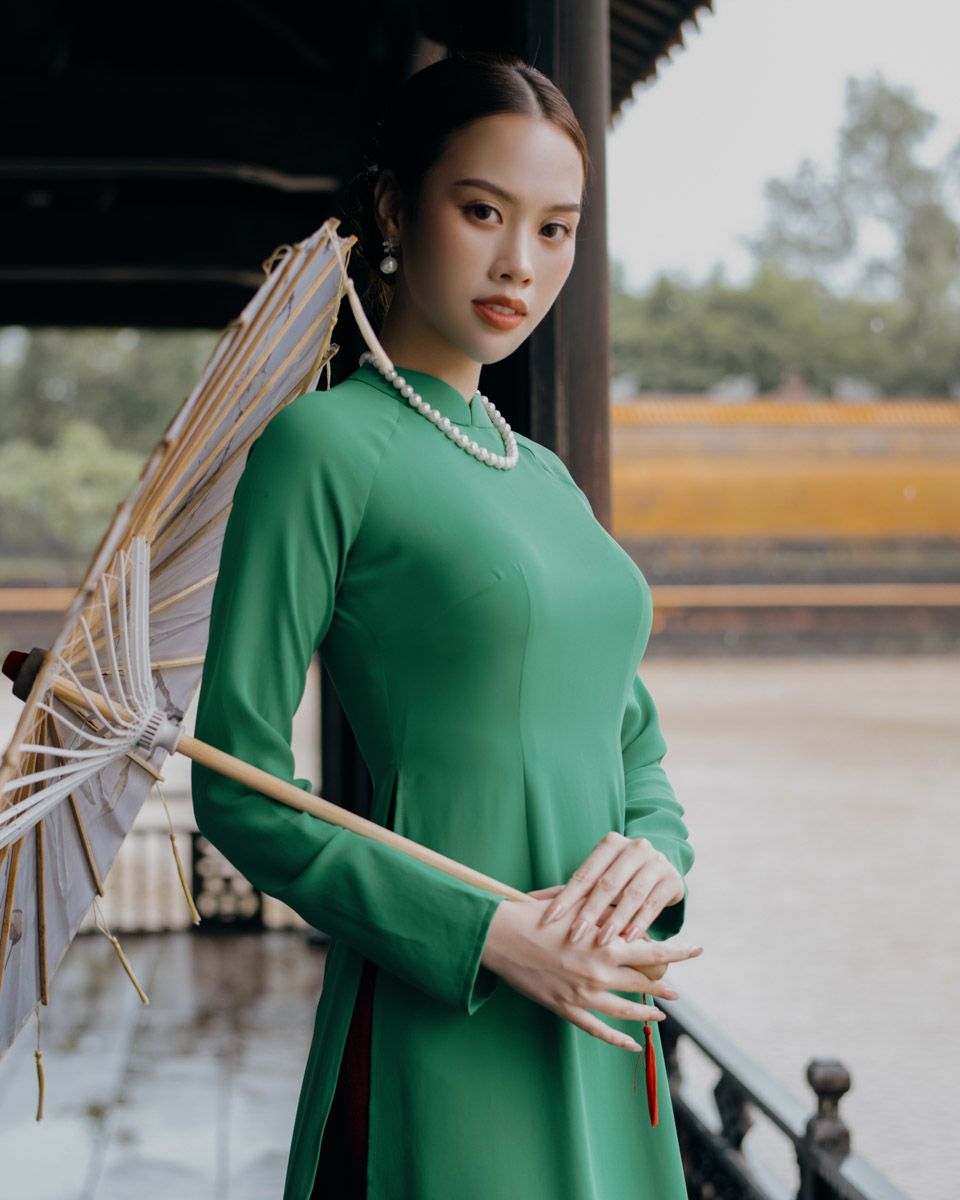 Áo Dài Chiffon Xanh Lá Pride Việt Nam