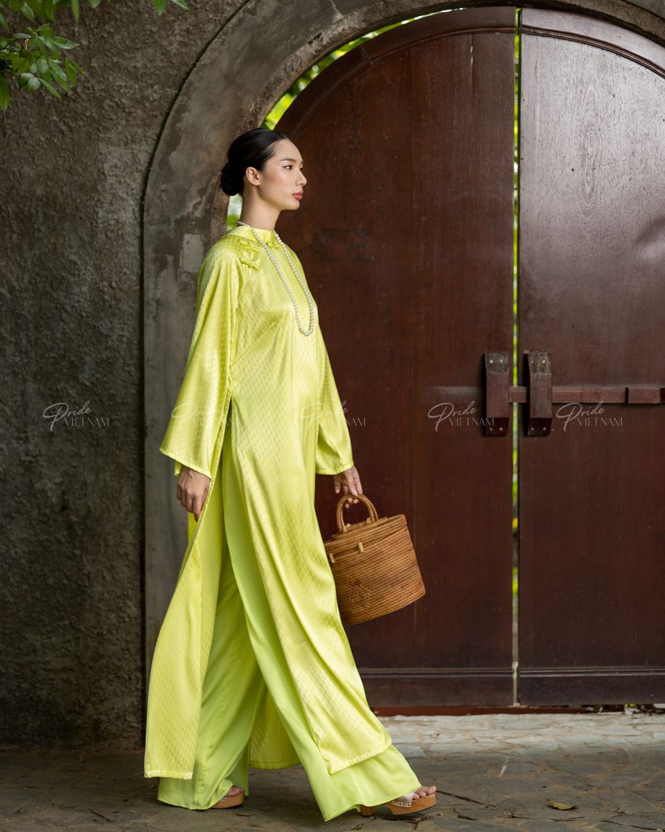 Áo Dài Nữ Lụa Xanh Cốm
