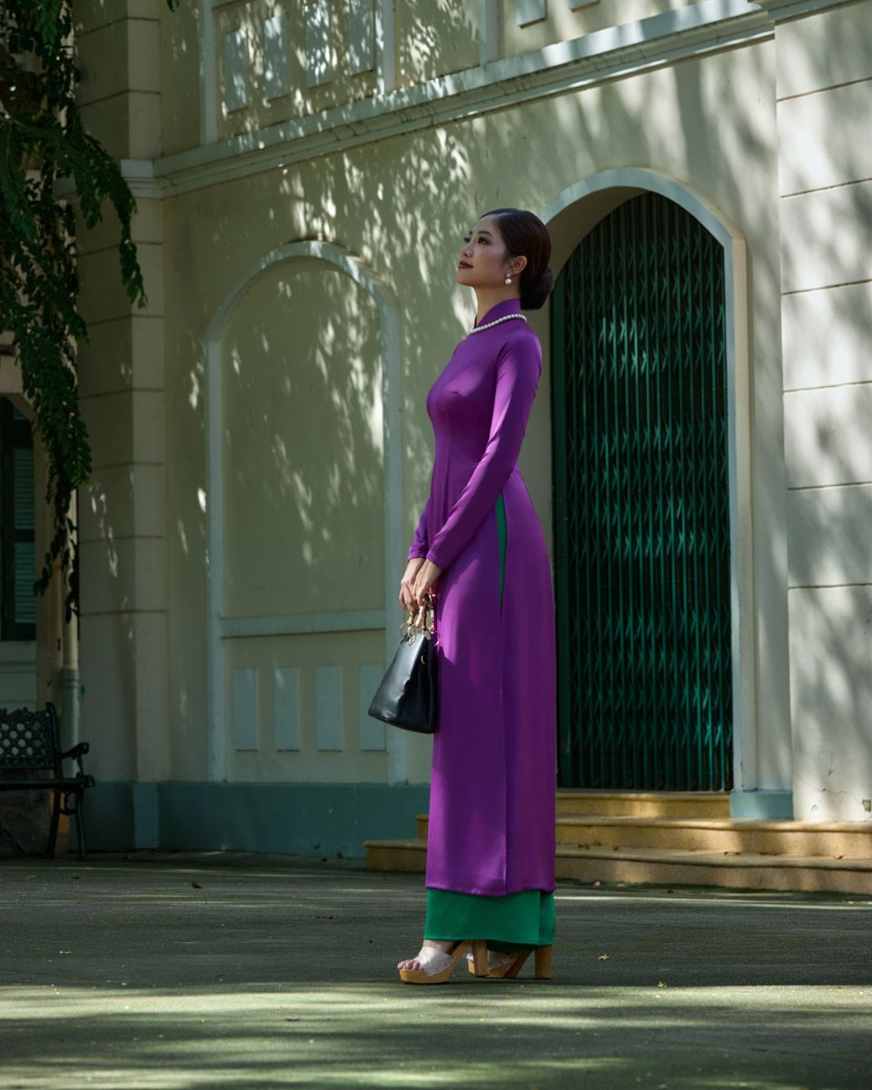 Áo Dài Lụa Tím Pride Việt Nam