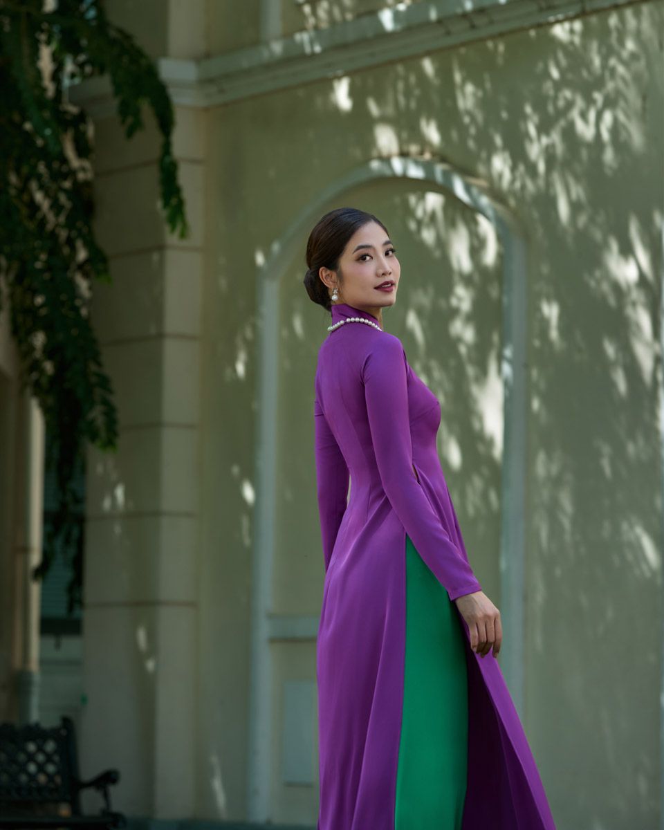 Áo Dài Lụa Tím Pride Việt Nam