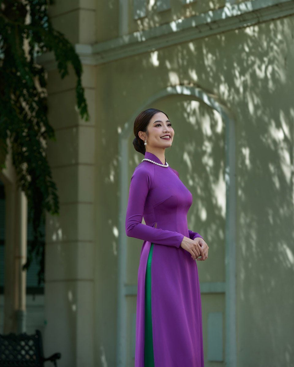 Áo Dài Lụa Tím Pride Việt Nam