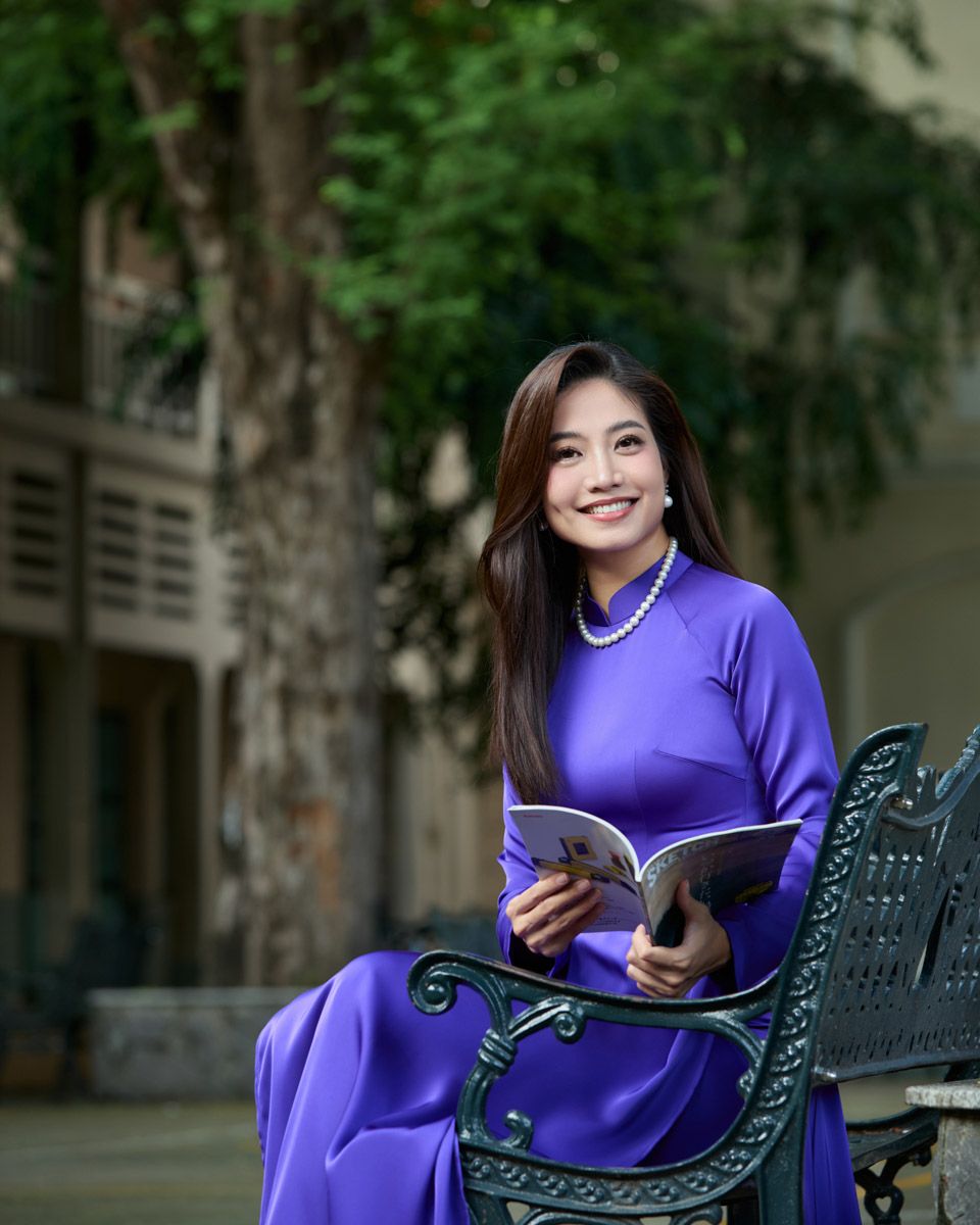 Áo Dài Lụa Tím Pride Việt Nam