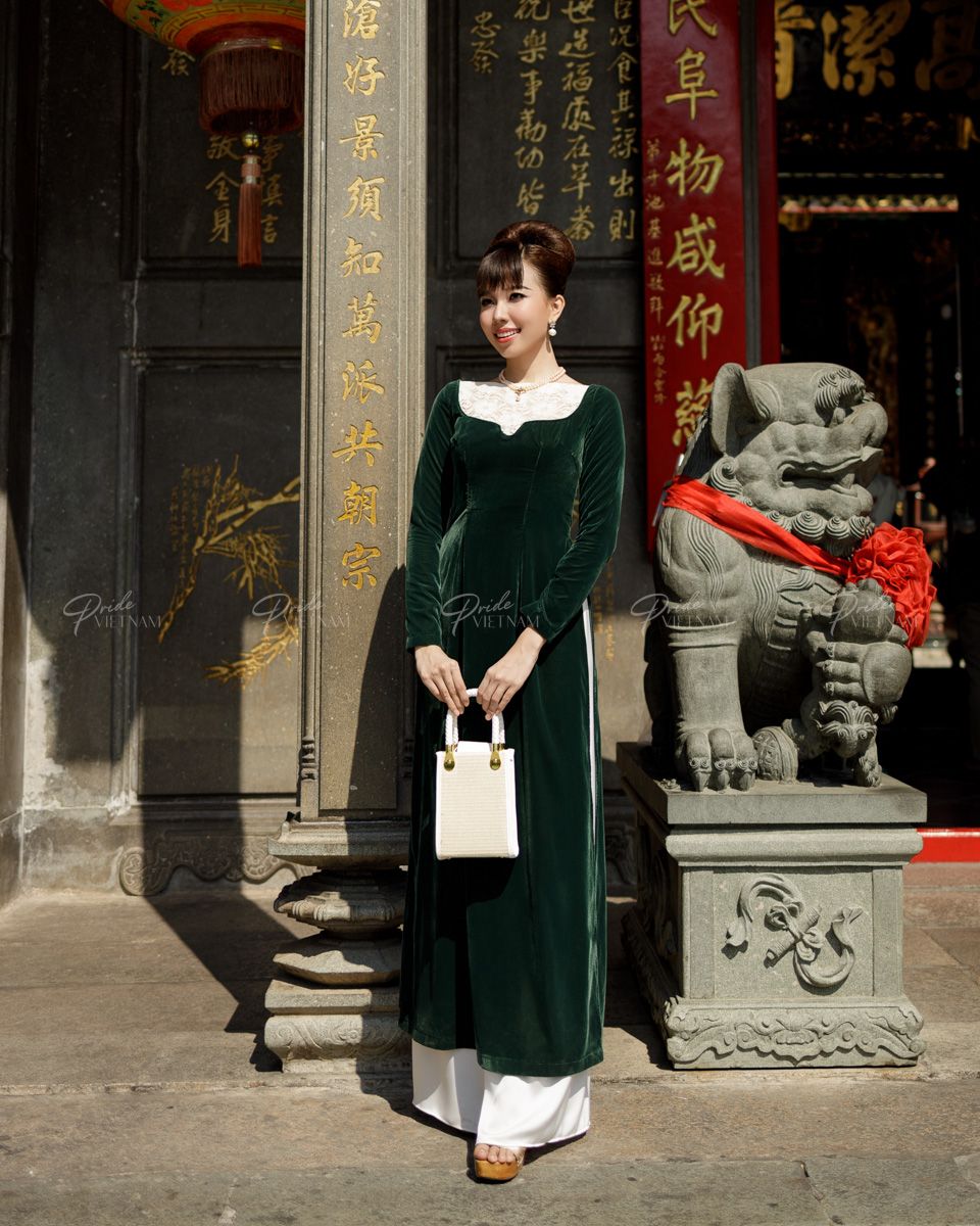 Áo Dài Nhung Xanh Pride Việt Nam