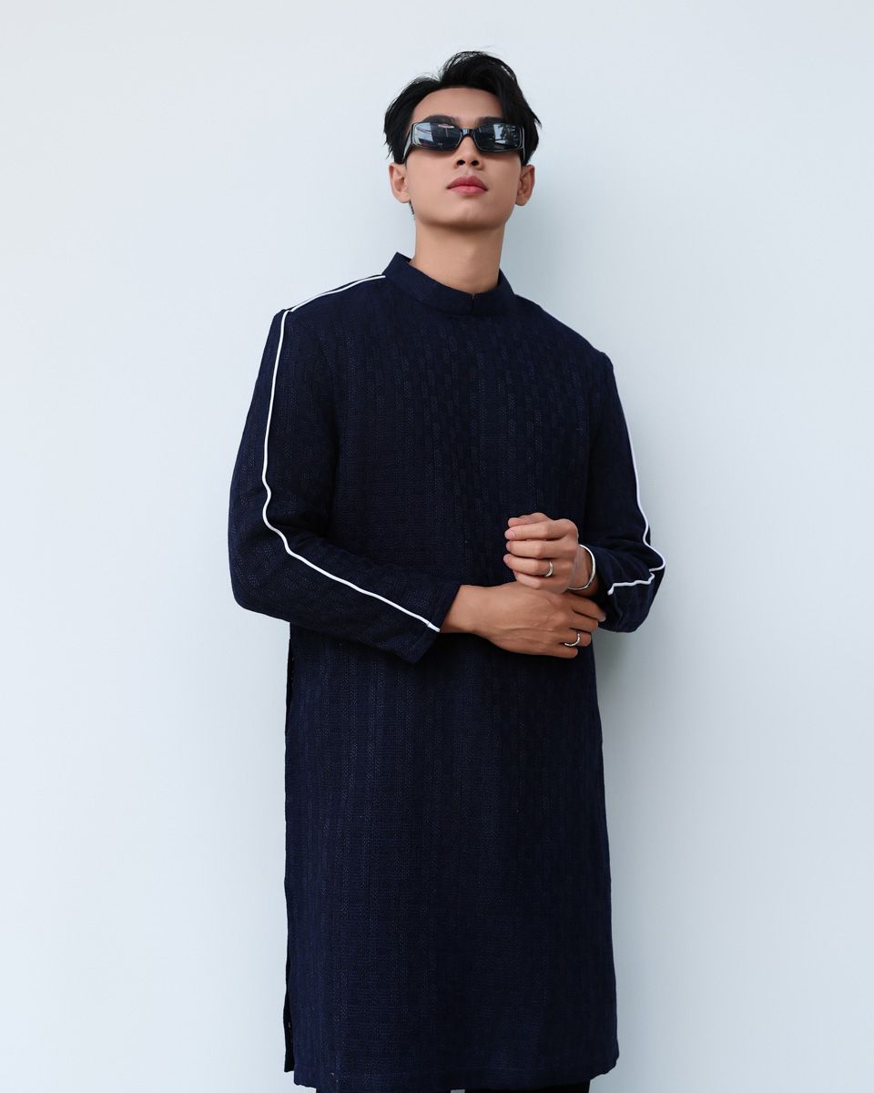 Áo Dài Nam Gấm Xanh Đen Hương Xuân Pride Việt Nam