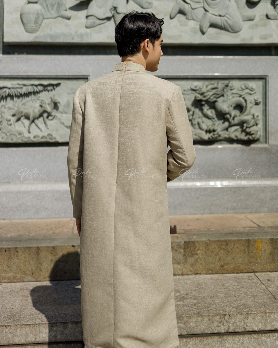 Áo Dài Gấm Nam Cà Phê Sữa Pride Việt Nam