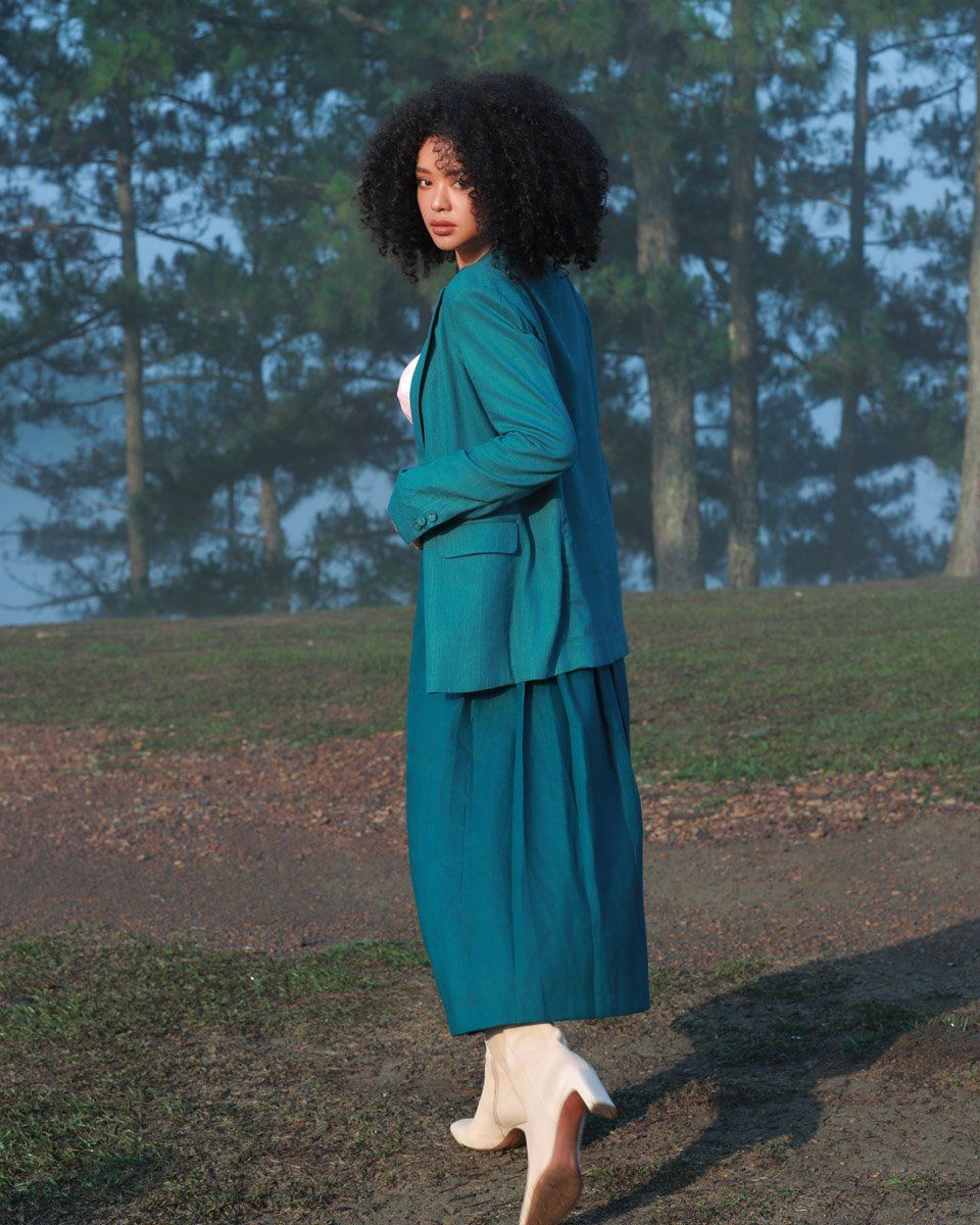 Chân Váy Linen Xanh Cổ Vịt Into The Wood