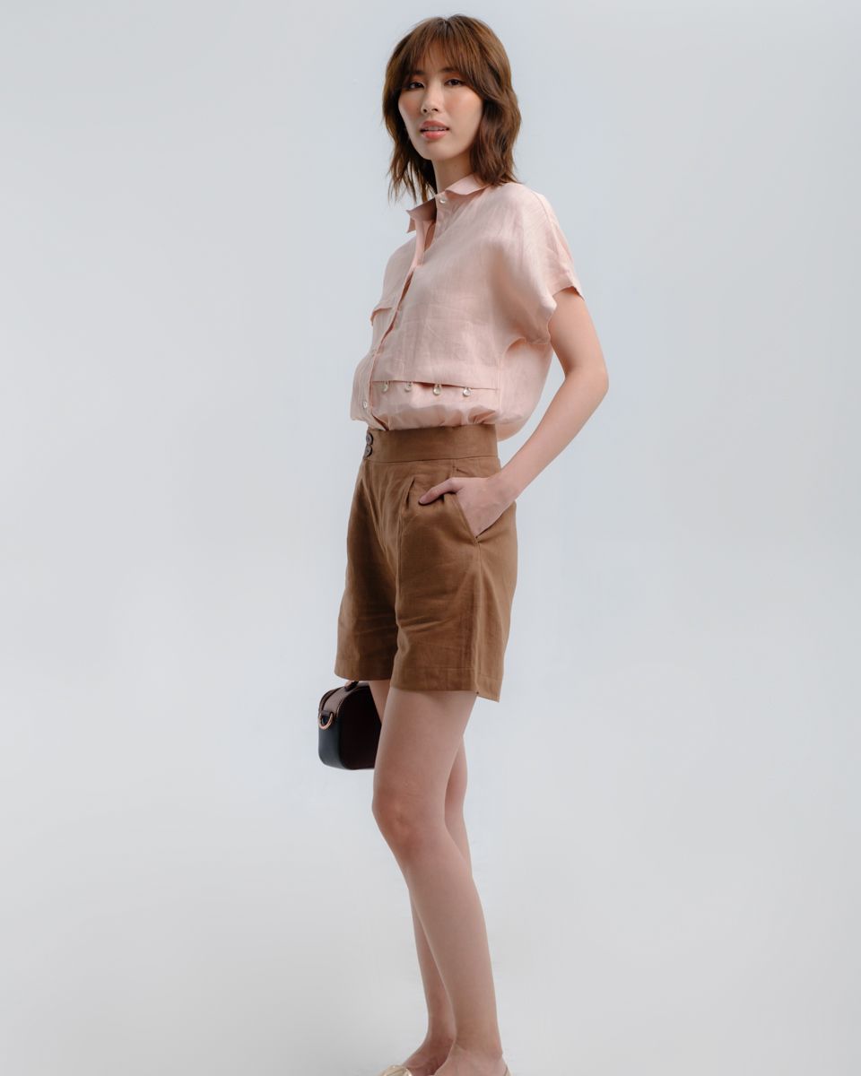 Quần Short Linen Nâu Hương Mùa Hè